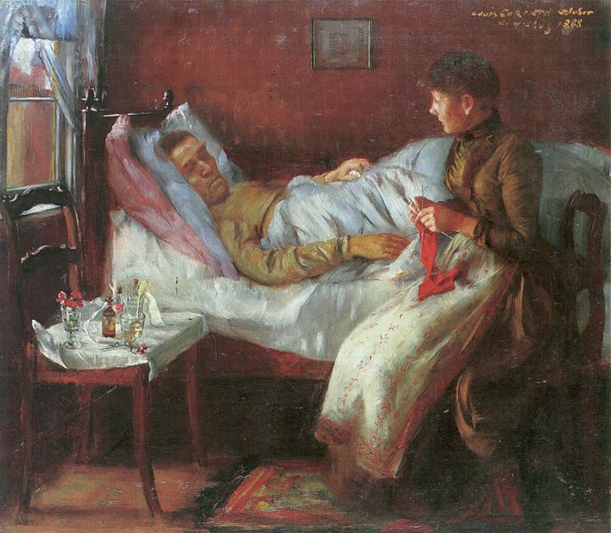 Vater Franz Heinrich Corinth auf dem Krankenlager